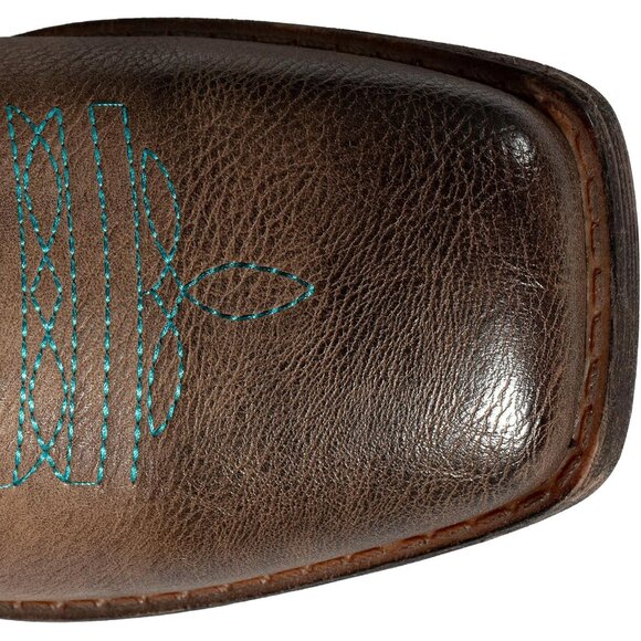 Women Dark-Brown Square Toe Calf High Fashion Western Embroidered Cowgirl Boots - Picture 4 of 9